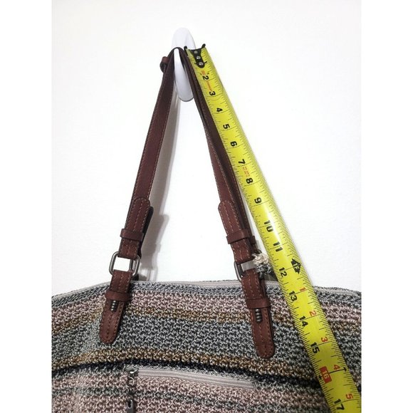 THE SAK Silverwood Crochet Shoreline Bucket Hobo Bag Multicolor Striped 15x13 - Picture 9 of 10